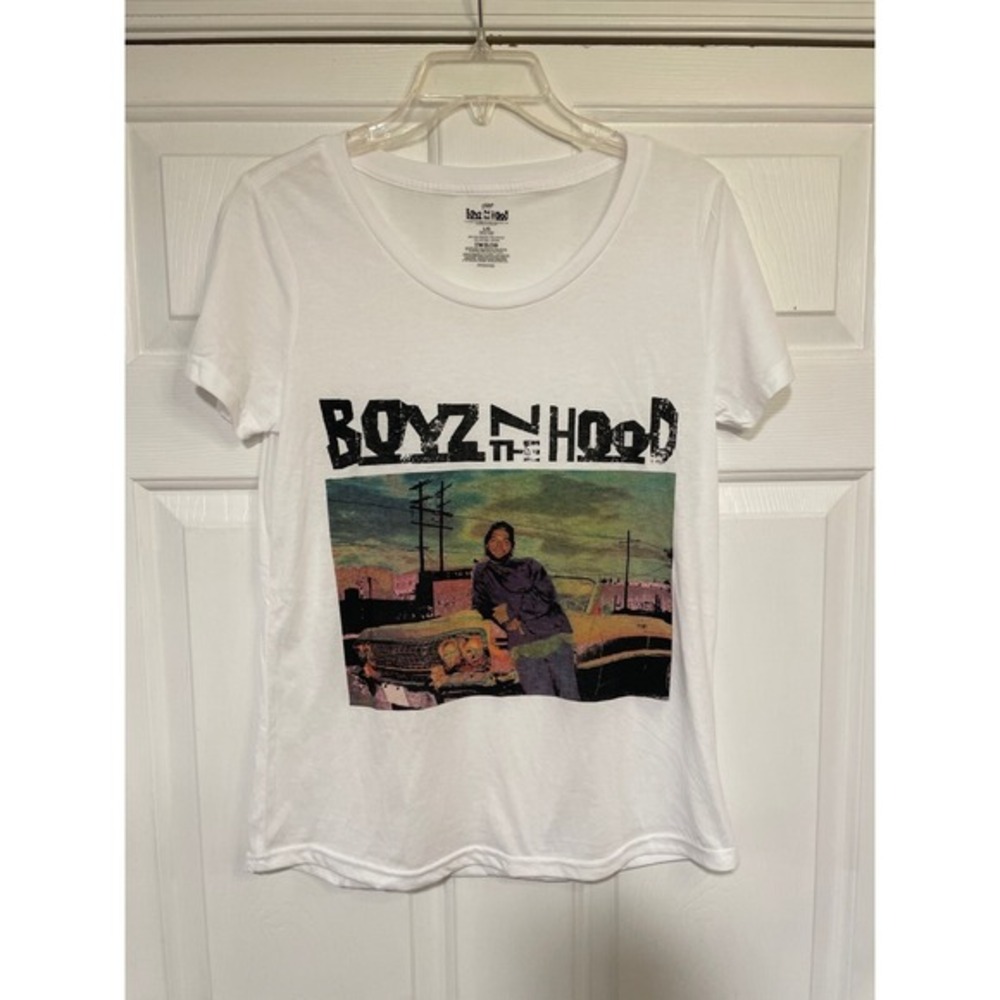 Womens L Philcos Boyz N The Hood‎ Licensed White Graphic Movie T-Shirt Ice Cube
